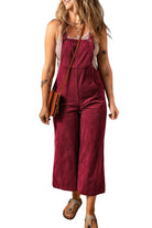 Solid Color Corduroy Wide Leg Bib Overalls