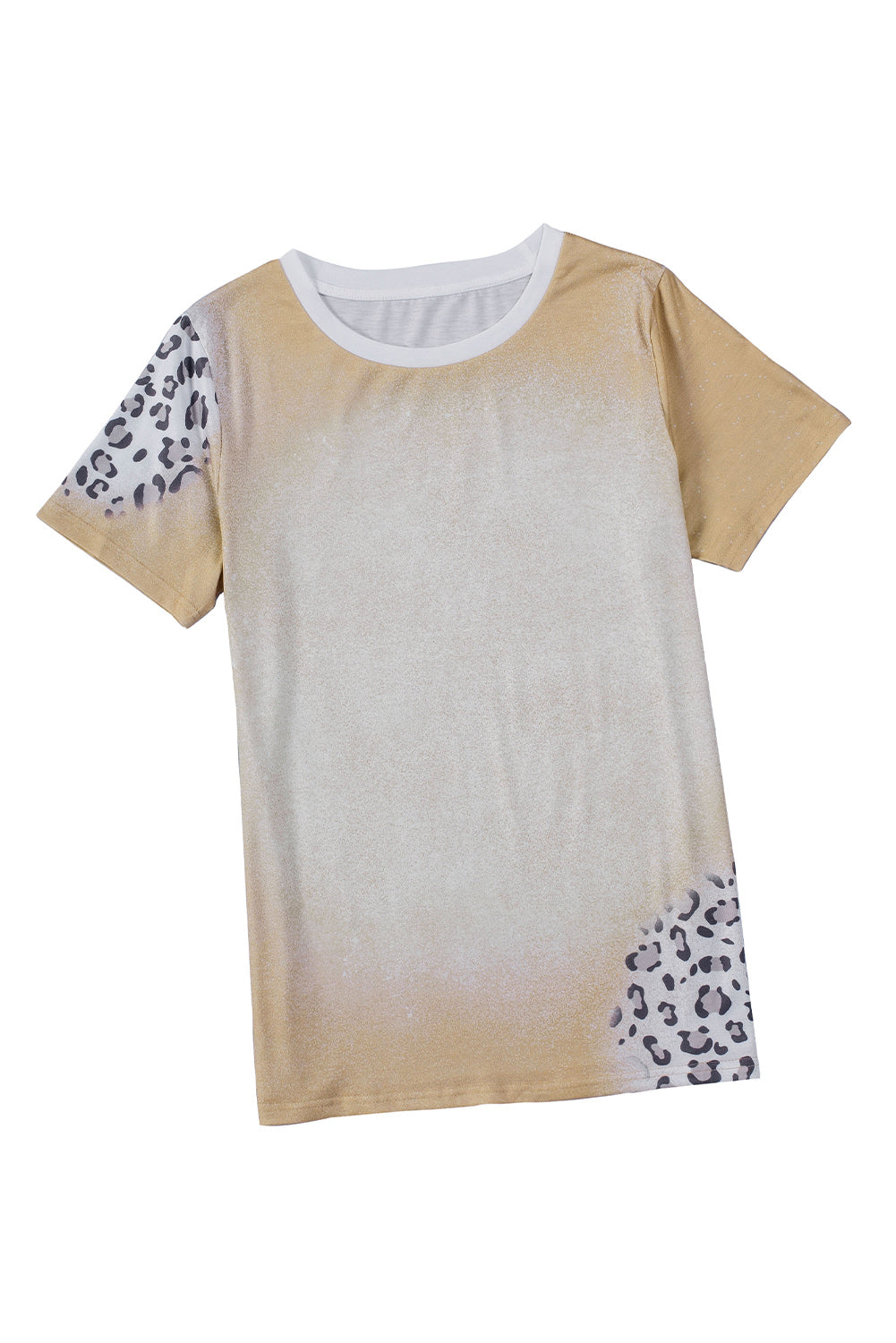 Bleached Leopard Print Crew Neck T Shirt