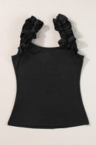 Ruffled Wide Straps Slim Tank Top