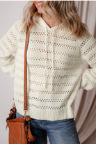 Pointelle Knit Raglan Sleeve Hooded Sweater