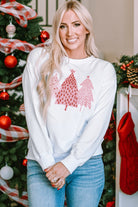 Christmas Tree Dots Print Pullover Sweatshirt