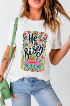 Risen Floral Print Round Neck T Shirt