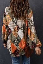 Square Neck Mixed Print Blouse