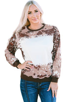 Bleached Tie Dye Leopard Print Long Sleeve Top