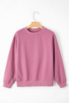 Solid Fleece Lined Drop Shoulder Terry Sweatshirt