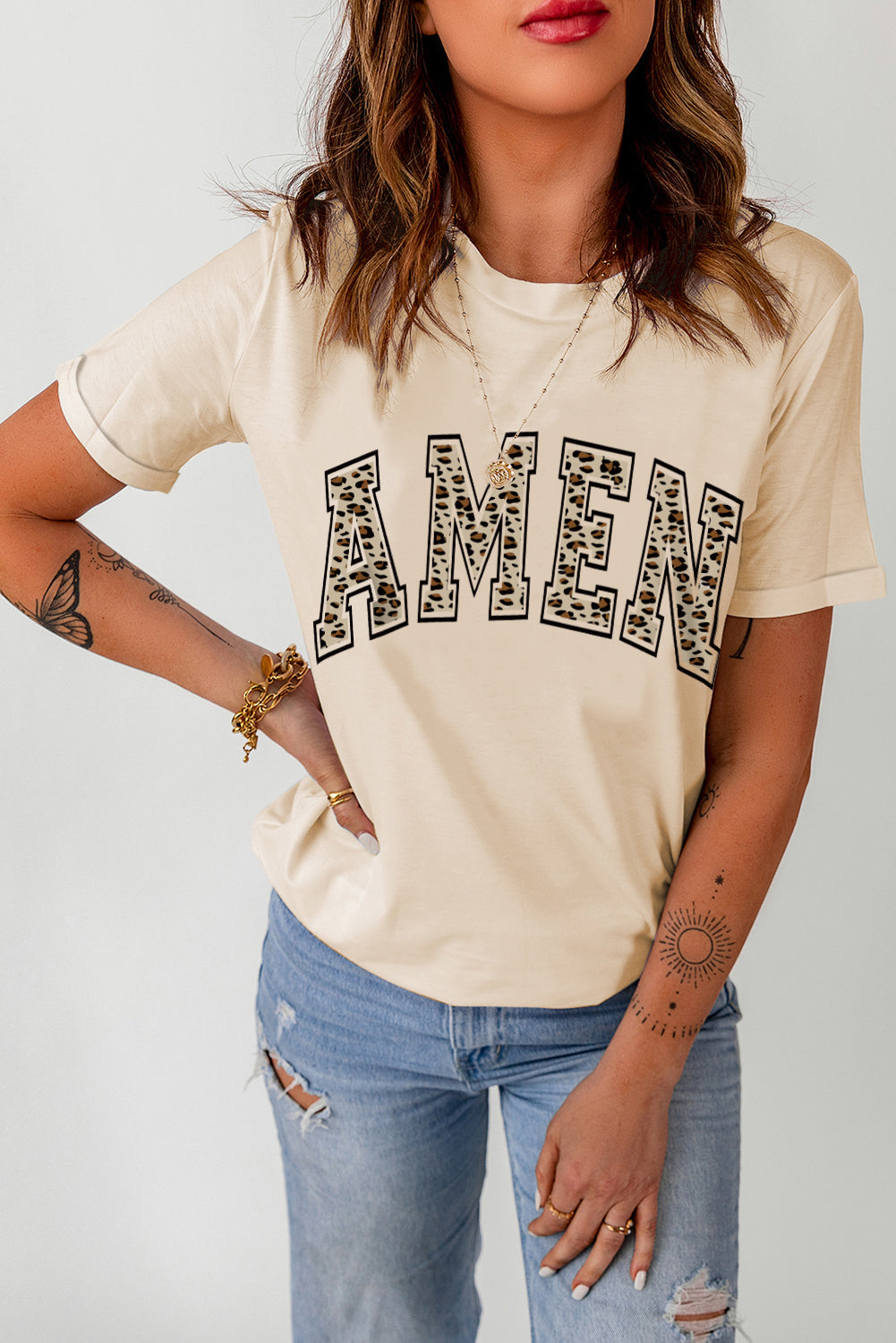 Leopard AMEN Graphic T Shirt