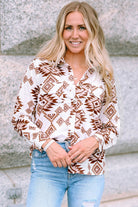 Western Aztec Pattern Button Flap Pocket Shirt