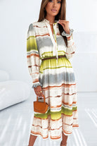 Lace Up Tie-dye Print Long Shirt Dress