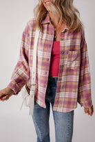 Plaid Print Chest Pocket Long Sleeve Shacket