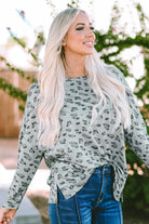 Animal Print Stitching Loose Long Sleeve Top