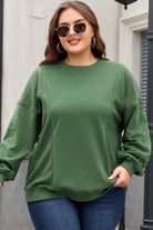 Loose Patchwork Crewneck Plus Size Sweatshirt