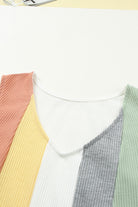 Color Block V-Neck Waffle Knit Tank Top