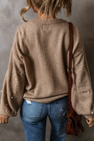 Pearled Drop Shoulder Round Neck Sweater