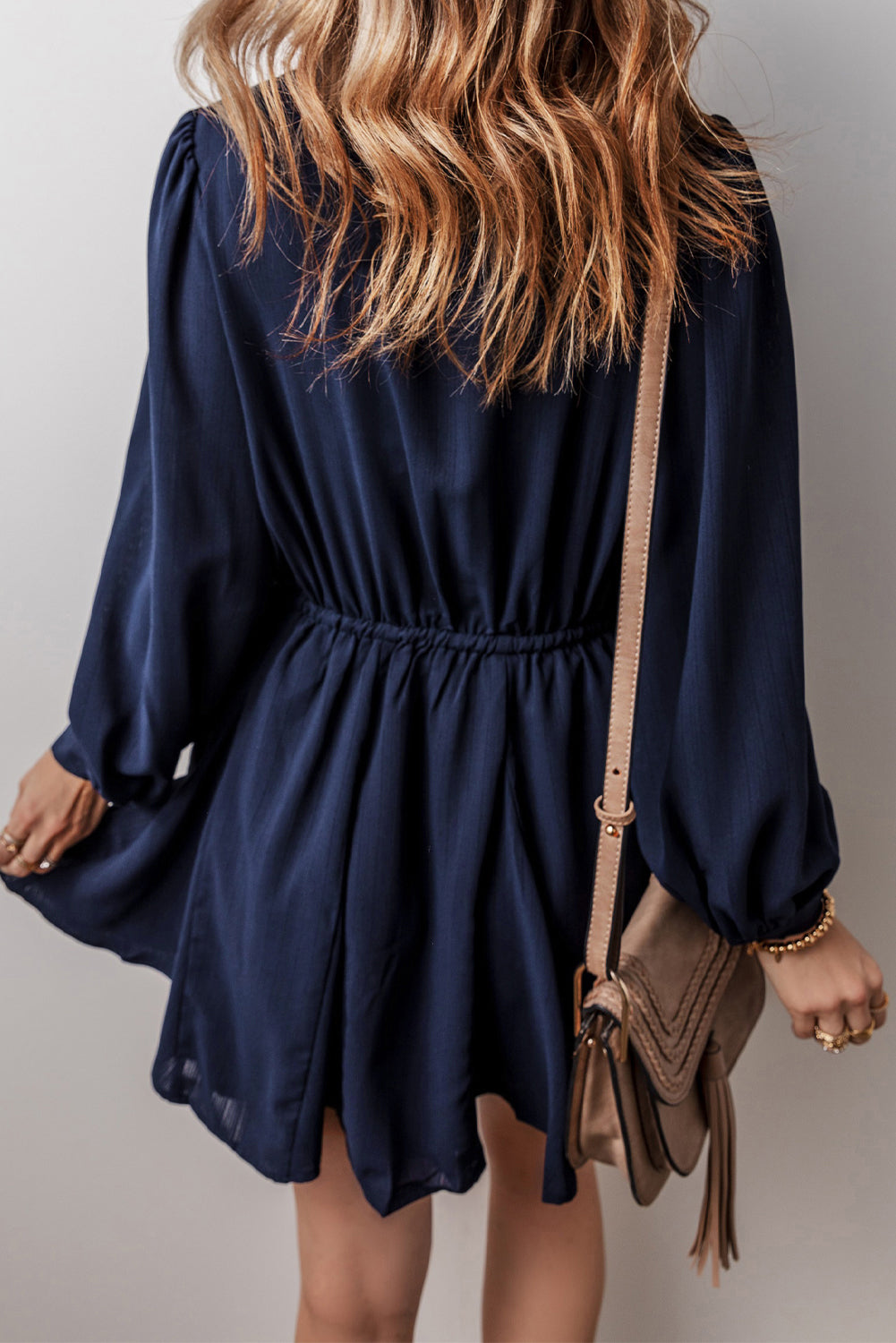 Solid Chest Pockets Tunic Shirt Mini Dress