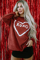 XOXO Heart Shape Graphic Corded Sweatshirt