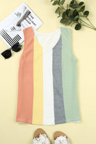 Color Block V-Neck Waffle Knit Tank Top