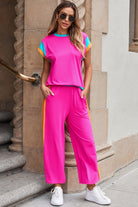 Color Block Detail Casual Two-piece Set