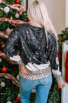 Leopard Sequined Santa Claus Graphic Sweatshirt