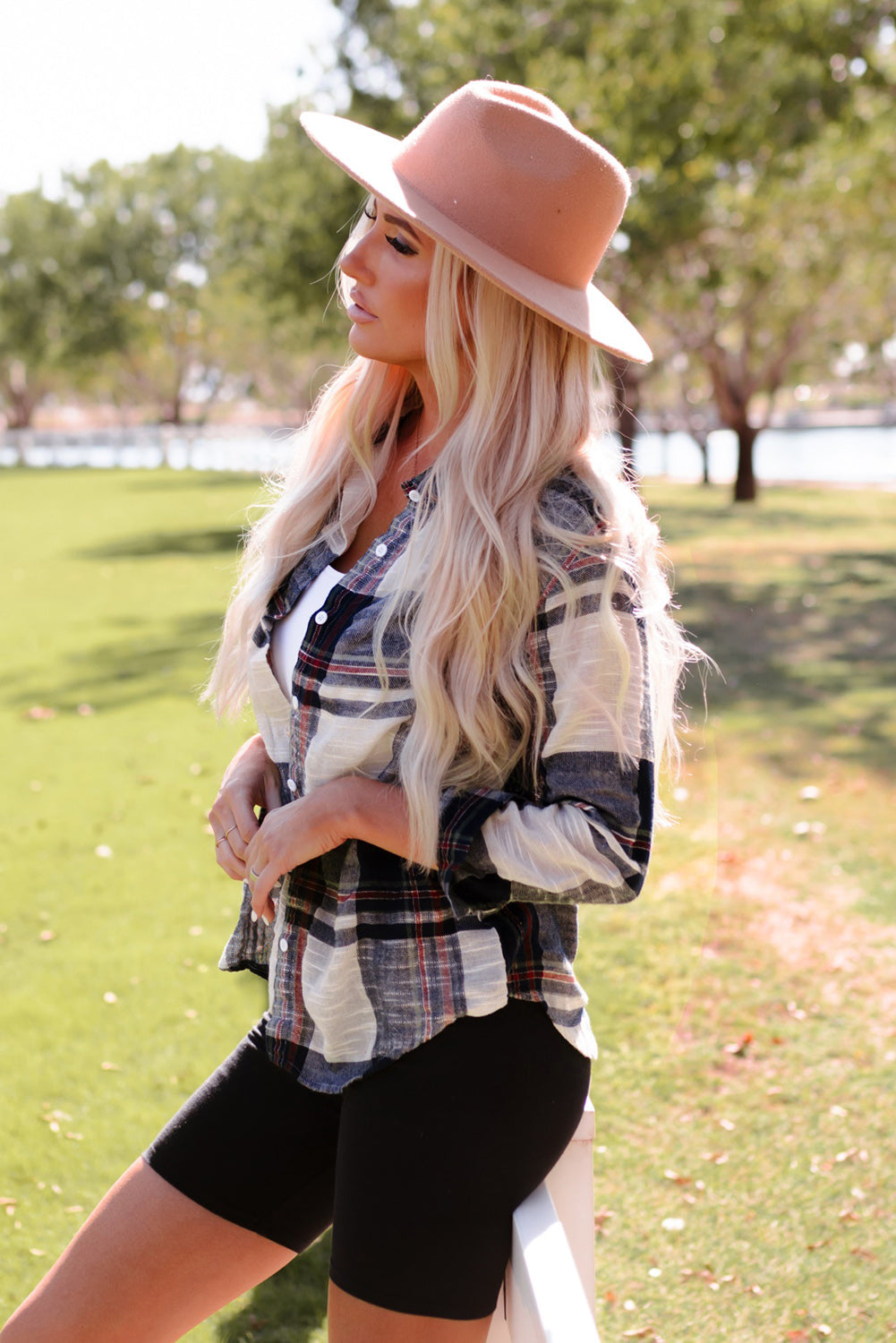 Distressed Raw Edge Plaid Print Shirt