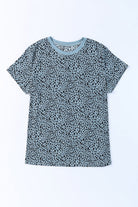 Gray Cheetah Print O-neck Short Sleeve T Shirt