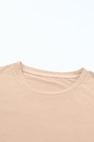 Khaki Casual Plain Crew Neck Tee