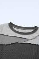 Expose Seam Color Block Ribbed Knit Top