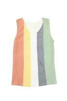 Color Block V-Neck Waffle Knit Tank Top