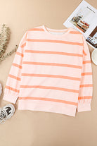 Striped Drop Shoulder Pullover Sweatshirt