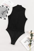 Zip up Mock Neck Ribbed Sleeveless Bodysuit