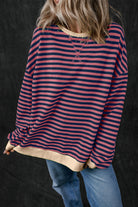 Oversized Contrast Trim Pullover Sweatshirt