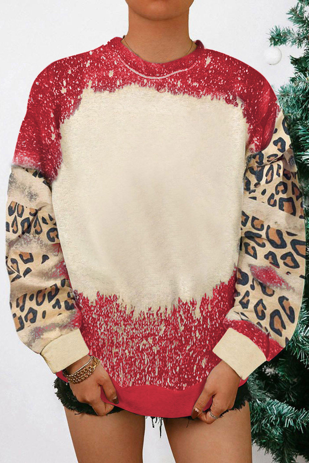 Tie Dye Leopard Drop Shoulder Sweatshirt