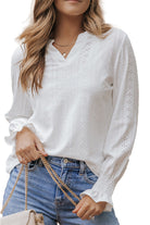 Split Neck Textured Loose Blouse