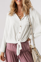 Roll up Sleeve Knotted Casual Shirt