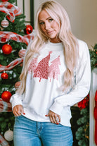 Christmas Tree Dots Print Pullover Sweatshirt