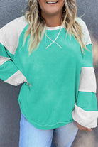 Colorblock Patchwork Cross Seam Plus Sweatshirt