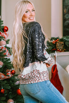 Leopard Sequined Santa Claus Graphic Sweatshirt