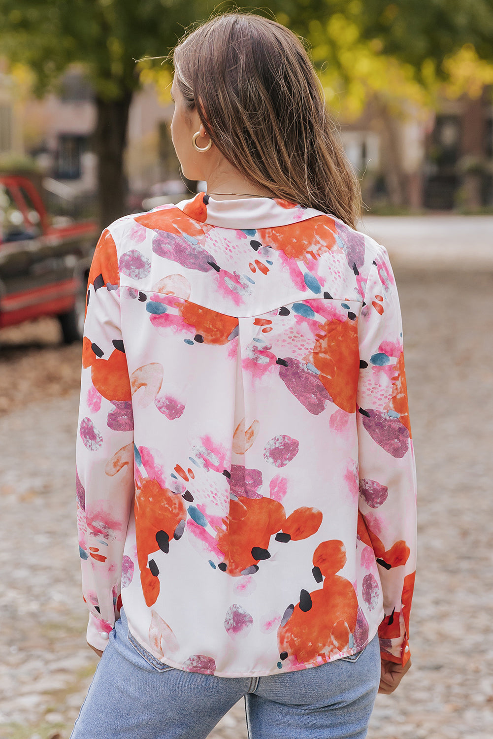 Abstract Print Long Sleeve Button-Down Shirt