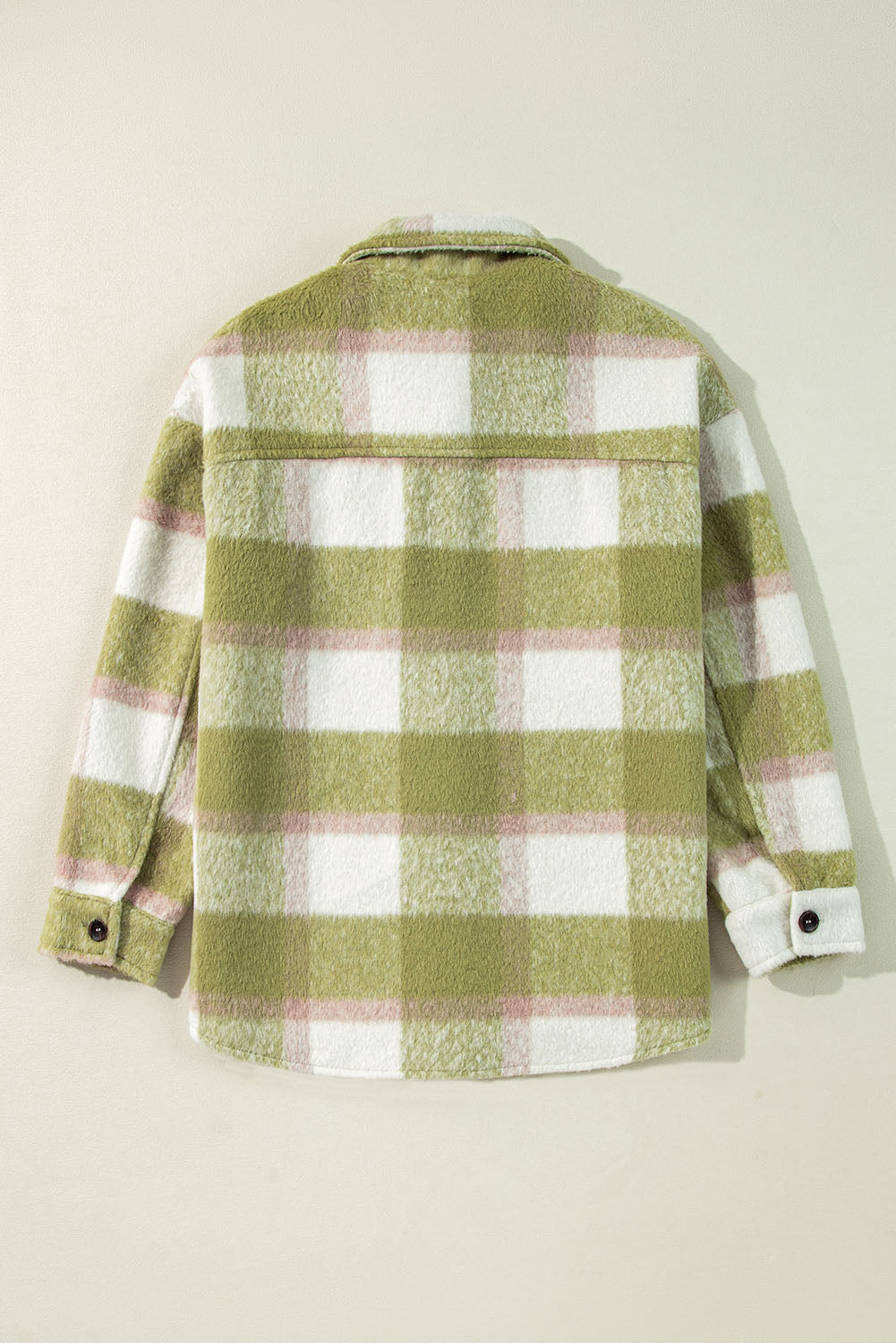 Plaid Print Buttoned Flap Pockets Baggy Shacket