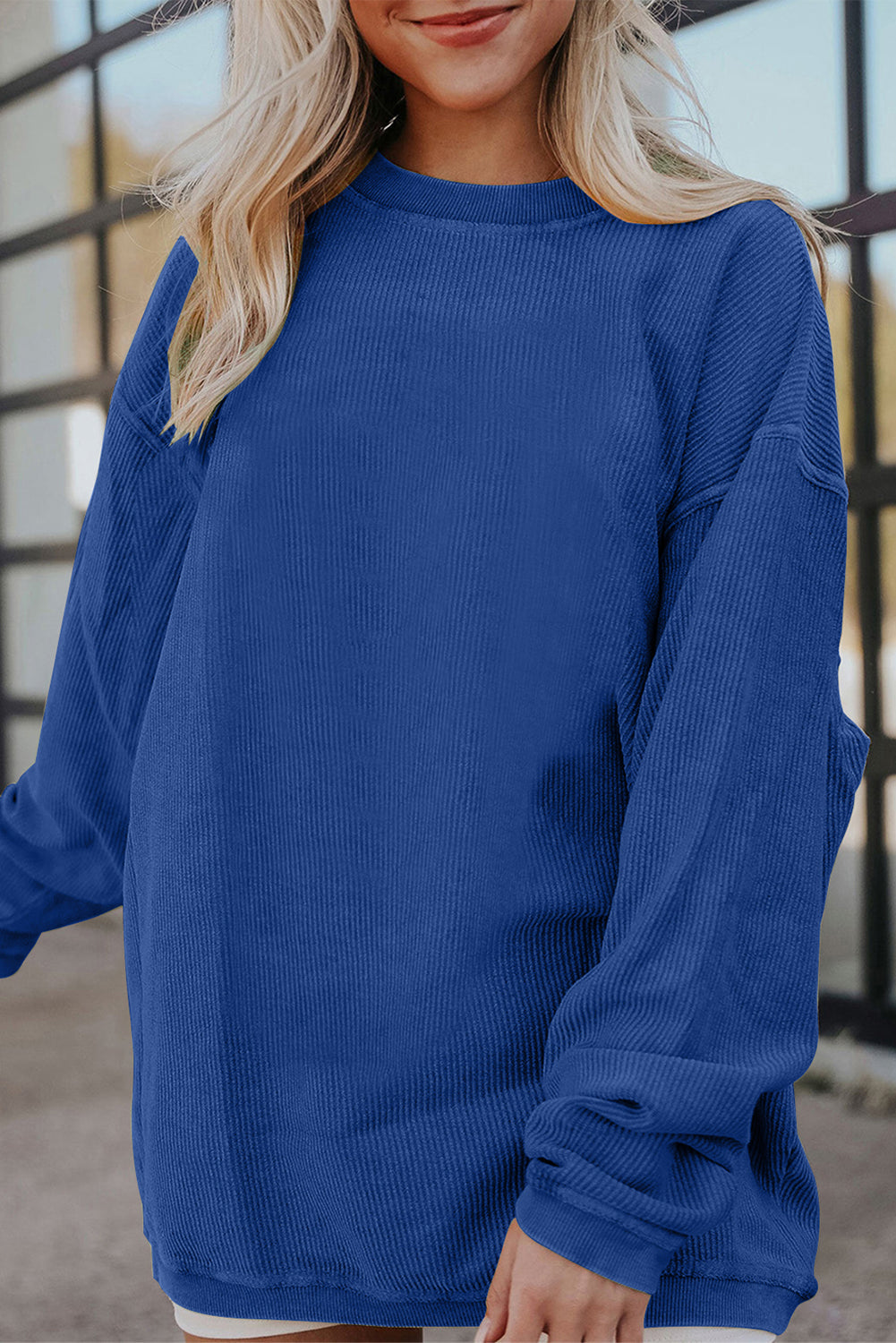 Ribbed Corduroy Oversized Sweatshirt