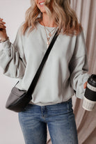 Exposed Seam Batwing Sleeve Drop Shoulder Sweatshirt