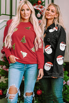 Sequined Christmas Tree Raglan Sleeve Sweatshirt