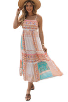 Boho Patchwork Print Square Neck Sundress