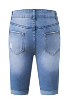 Sky Blue Acid Wash Roll-up Edge Bermuda Short Jeans