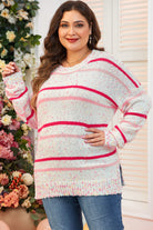 Drop Shoulder Side Split Plus Size Sweater