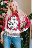 Leopard Christmas Tree Print Loose Fit Sweatshirt