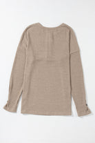 Rib Textured Henley Knit Top