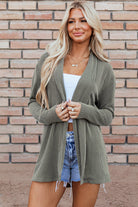 Corded Open Front Knit Cardigan