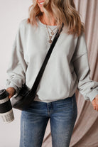 Exposed Seam Batwing Sleeve Drop Shoulder Sweatshirt