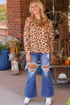 Animal Print Stitching Loose Long Sleeve Top