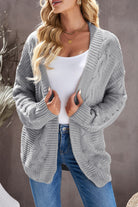 Gray Chunky Wide Long Sleeve Knit Cardigan